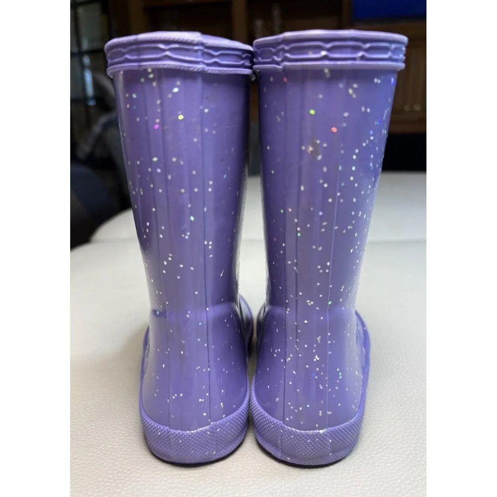 Hunter Kids Purple Glitter Rain Boots Waterproof Size 10
